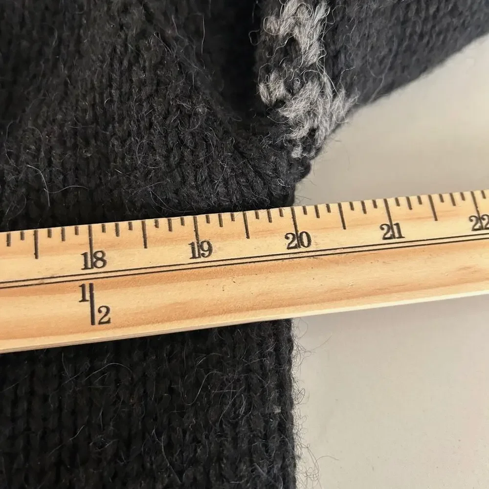 291 Venice Wool Alpaca Cardigan Womens 3/L Black Shawl Collar Elbow Patch LA NY